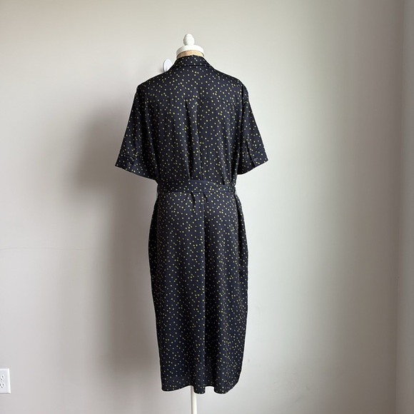 Lafayette 148 Doha Navy & Green Polka Dot Shirt Dress Size XL - Picture 4 of 10